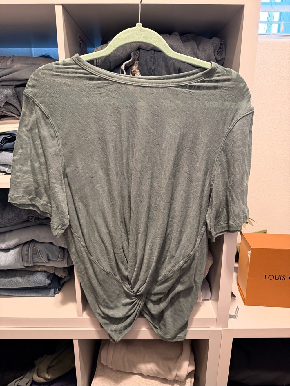 lululemon athletica Sage Green Twist-Front Short Sleeve Top